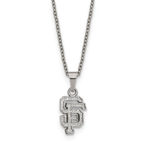 Black Bow Jewelry Co. Jewelry - Stainless Steel MLB San Francisco Giants Small S-F Necklace, 18-20 In